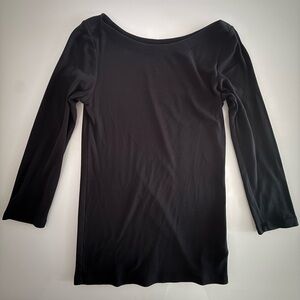 Women's Gap The Bowery Super Soft Boatneck Long Sleeve T-Shirt Black Size S